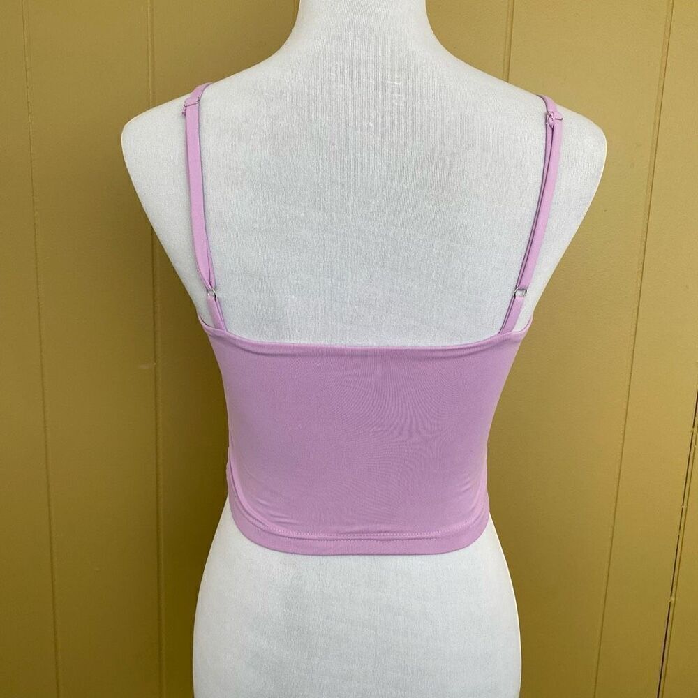 Reoria women S soft & smoothe adjustable spaghetti strap crop tank top purple - Picture 5 of 8